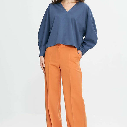 Pink Viscose Oversized Blouse With Balloon Batwing Sleeves