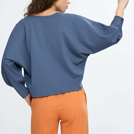 Pink Viscose Oversized Blouse With Balloon Batwing Sleeves