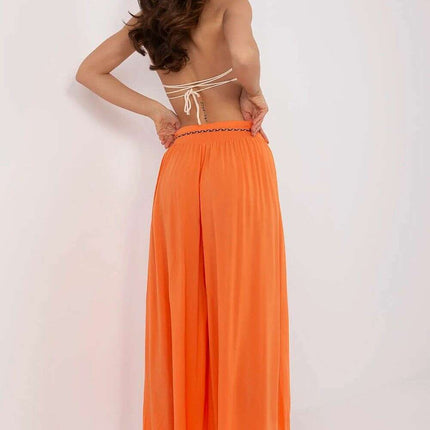 Sophisticated Viscose High-Waisted Wide Leg Trousers with Stylish Tie Belt