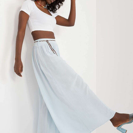 Sophisticated Viscose High-Waisted Wide Leg Trousers with Stylish Tie Belt