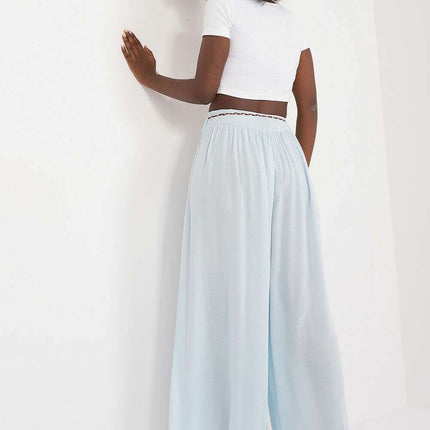 Sophisticated Viscose High-Waisted Wide Leg Trousers with Stylish Tie Belt