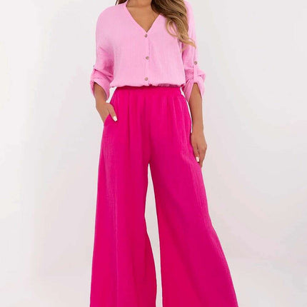 Women Palazzo Trousers 211270 Breathable Cotton in Pink