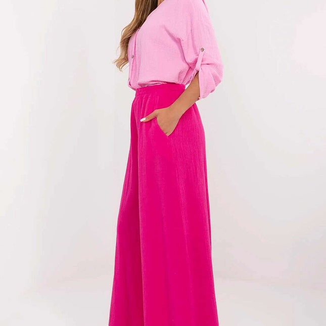 Women Palazzo Trousers 211270 Breathable Cotton in Pink
