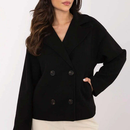 Pink Coat With Wide Lapels Polyester Elastane Blend 211294