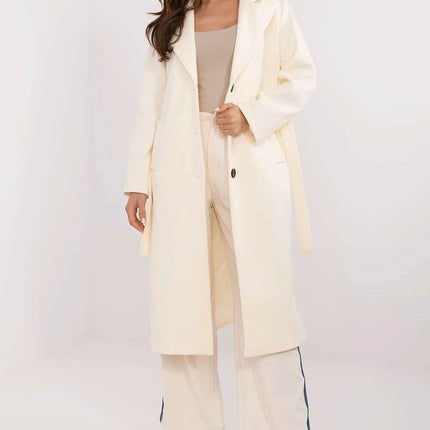 Brown Knee Length Womens Coat 211298 Polyester Elastane