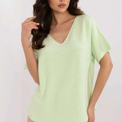 Beige Short Sleeve Sweater Model 209991 Casual For Women