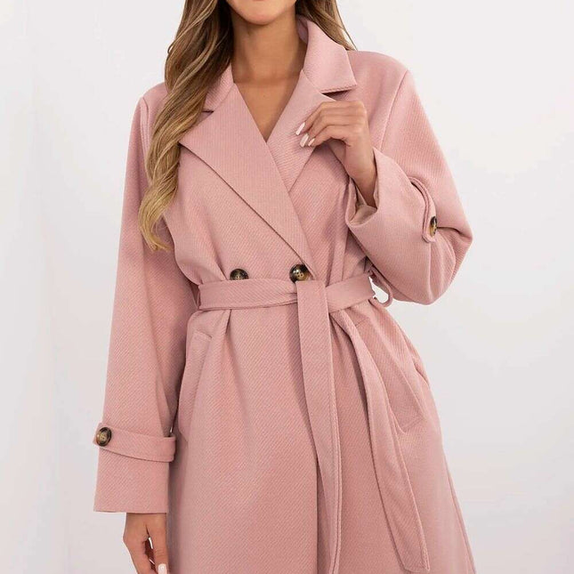Pink Striped Womens Coat 211457 With Elegant Shoulder Pads