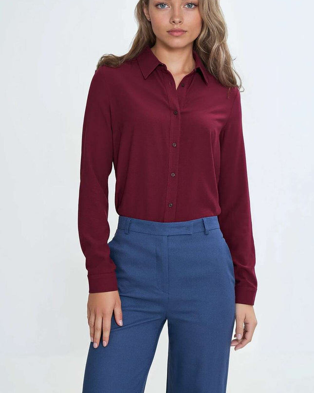 Red Long Sleeve Shirt for Women Model 211800 Viscose Fabric