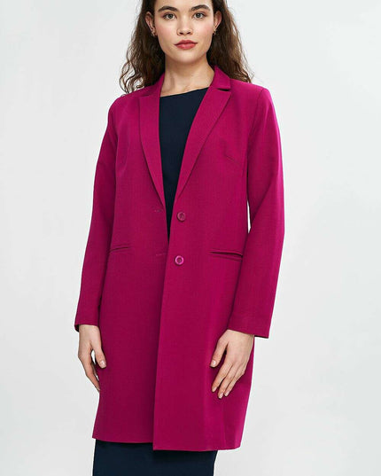 Violet Womens Knee Length Blazer Two Button Jacket