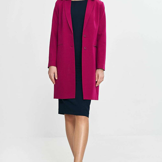 Violet Womens Knee Length Blazer Two Button Jacket