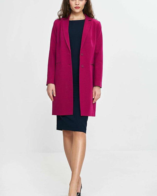 Violet Womens Knee Length Blazer Two Button Jacket