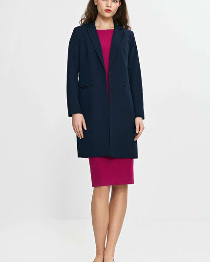 Violet Womens Knee Length Blazer Two Button Jacket