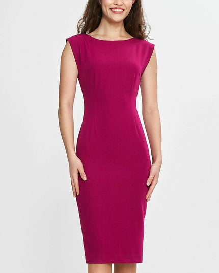 Navy Daydress With Fitted Silhouette Knee Length Back V Neck