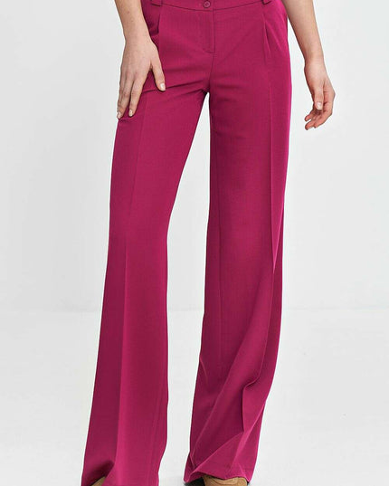 Pink Womens Trousers 211814 Wide Leg with Creases Detail