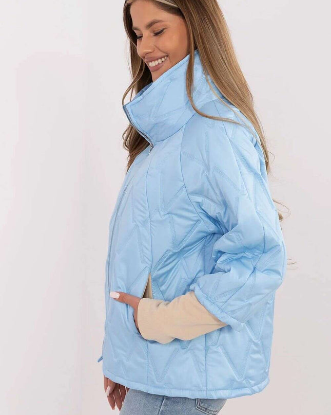 Casual Quilted Jacket Three Quarter Sleeves Polyester Women