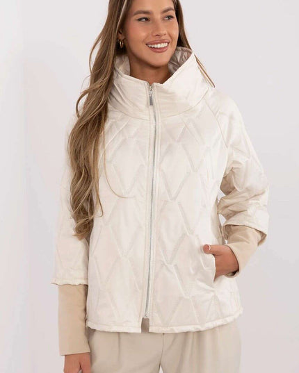Casual Quilted Jacket Three Quarter Sleeves Polyester Women