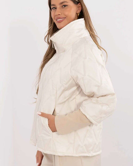 Casual Quilted Jacket Three Quarter Sleeves Polyester Women
