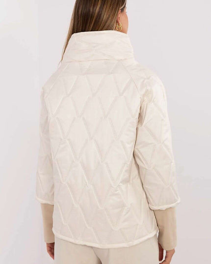 Casual Quilted Jacket Three Quarter Sleeves Polyester Women