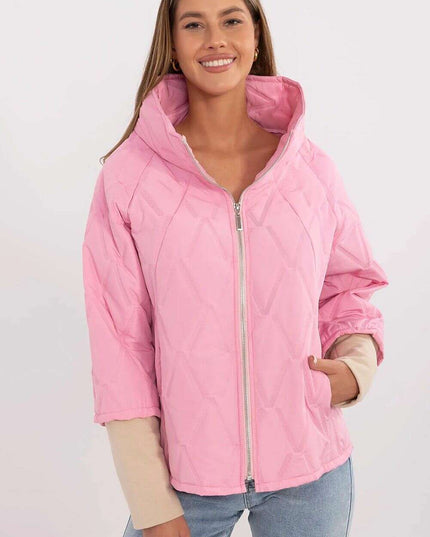 Casual Quilted Jacket Three Quarter Sleeves Polyester Women