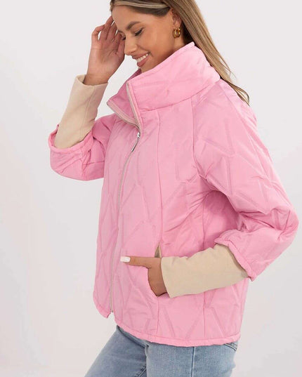 Casual Quilted Jacket Three Quarter Sleeves Polyester Women