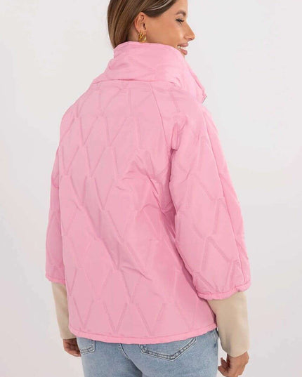 Casual Quilted Jacket Three Quarter Sleeves Polyester Women