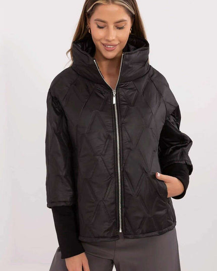 Casual Quilted Jacket Three Quarter Sleeves Polyester Women