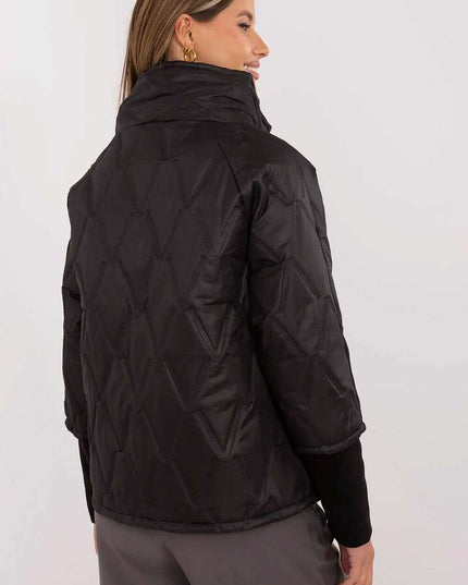 Casual Quilted Jacket Three Quarter Sleeves Polyester Women
