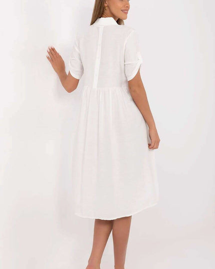 Tres Elite Midi Flared Shirt Dress Viscose Blend Comfort