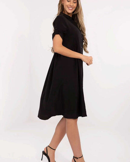 Tres Elite Midi Flared Shirt Dress Viscose Blend Comfort