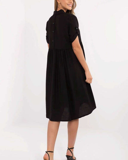 Tres Elite Midi Flared Shirt Dress Viscose Blend Comfort