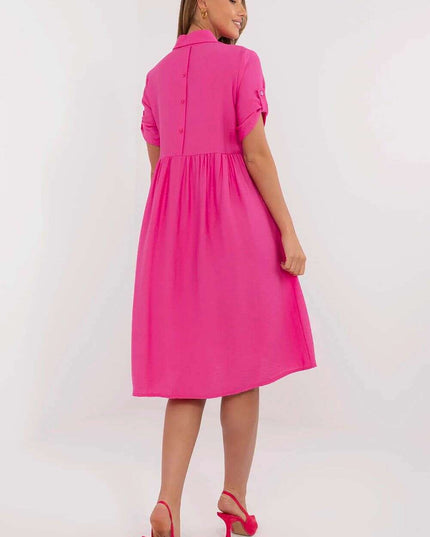 Tres Elite Midi Flared Shirt Dress Viscose Blend Comfort