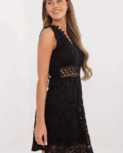 Black Lace Short Dress 212030 Sweetheart Neckline Elegant