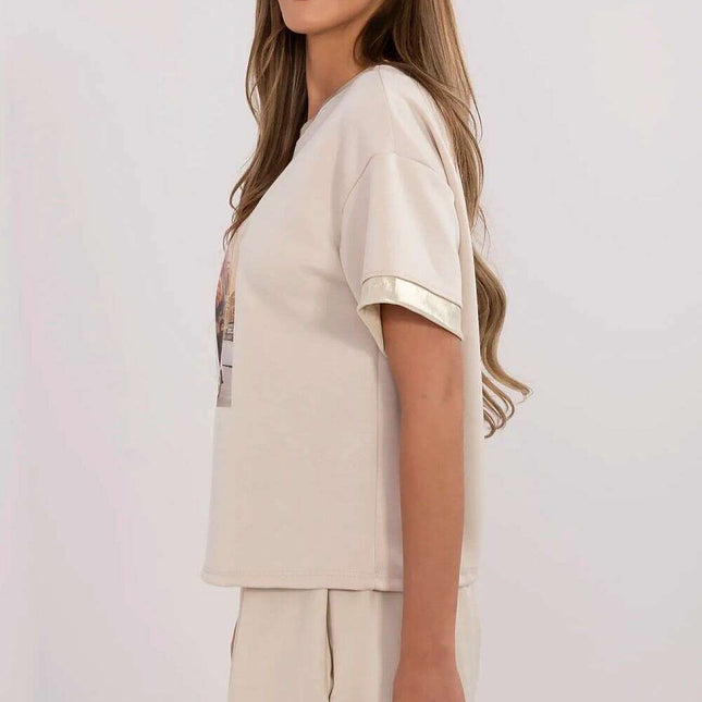 Beige Blouse Model 212043 Viscose Cotton Elastane Comfort