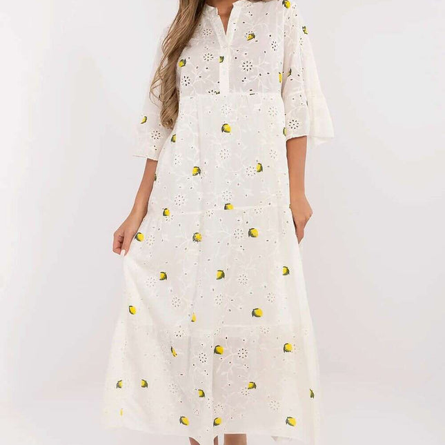 Daydress 212044 Maxi Cotton Boho Dress Beige Oversized