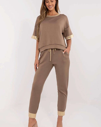 Brown Two Piece Womens Set Model 212051 Viscose Cotton