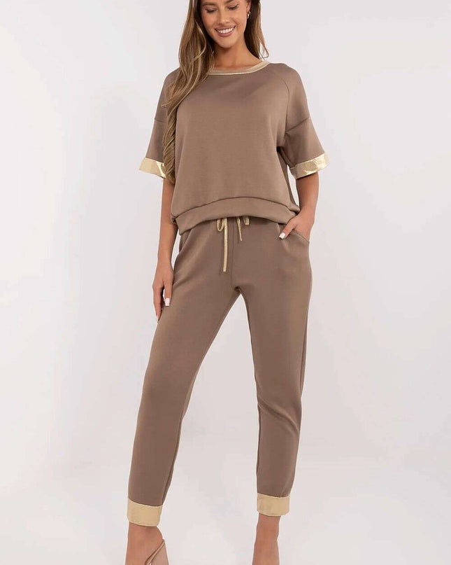 Brown Two Piece Womens Set Model 212051 Viscose Cotton