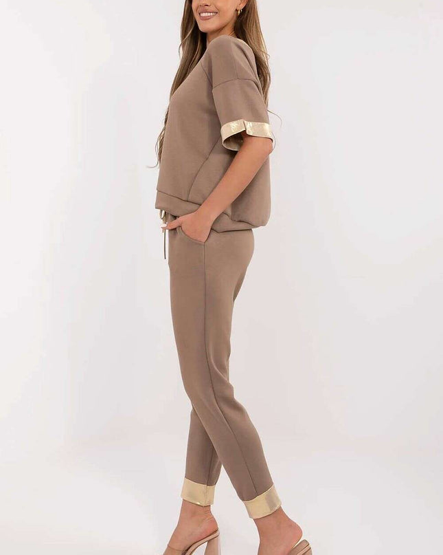 Brown Two Piece Womens Set Model 212051 Viscose Cotton