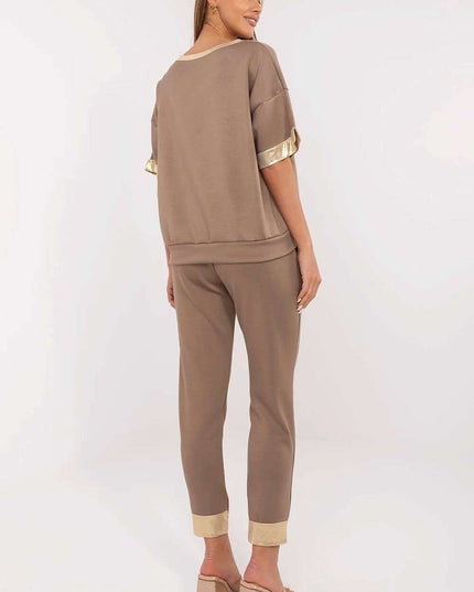 Brown Two Piece Womens Set Model 212051 Viscose Cotton