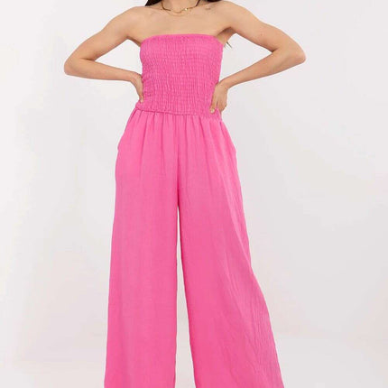 Beige Jumpsuit With Spanish Neckline And Wide Legged