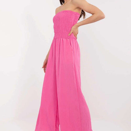 Beige Jumpsuit With Spanish Neckline And Wide Legged