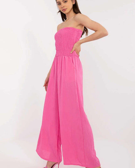 Beige Jumpsuit With Spanish Neckline And Wide Legged