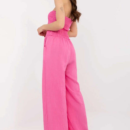 Beige Jumpsuit With Spanish Neckline And Wide Legged