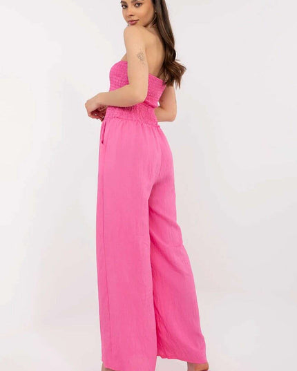 Beige Jumpsuit With Spanish Neckline And Wide Legged