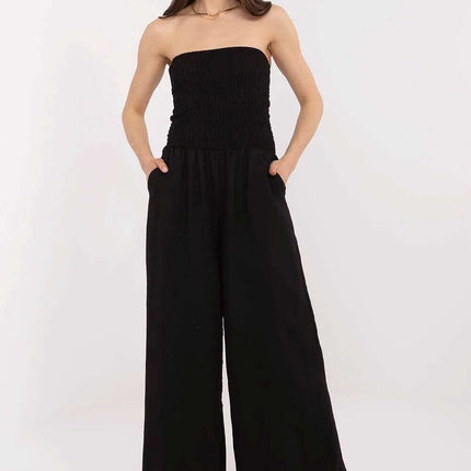 Beige Jumpsuit With Spanish Neckline And Wide Legged