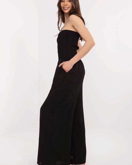 Beige Jumpsuit With Spanish Neckline And Wide Legged