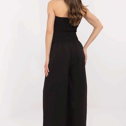 Beige Jumpsuit With Spanish Neckline And Wide Legged