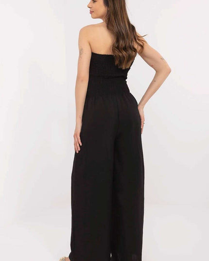 Beige Jumpsuit With Spanish Neckline And Wide Legged