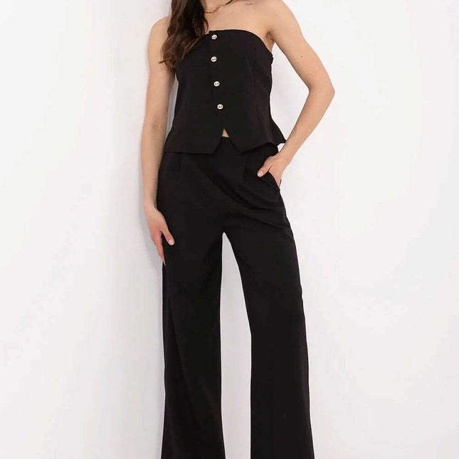 Elegant Women Vest And Pants Set 212274 Draped Silhouette