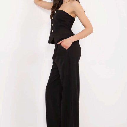 Elegant Women Vest And Pants Set 212274 Draped Silhouette