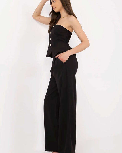 Elegant Women Vest And Pants Set 212274 Draped Silhouette